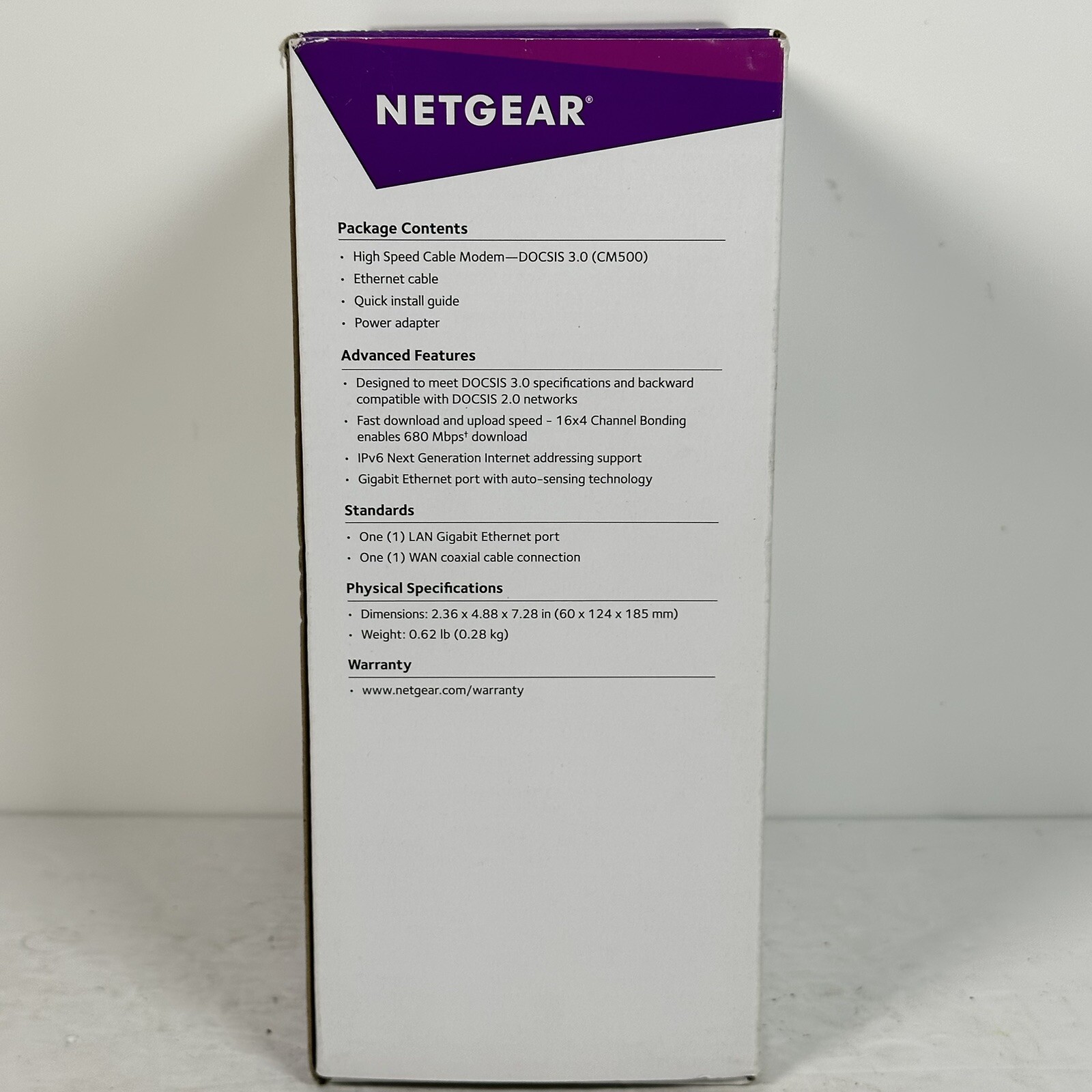 Netgear CM500 High Speed Cable Modem DOCSIS 3.0 Xfinity Cox Spectrum Comcast