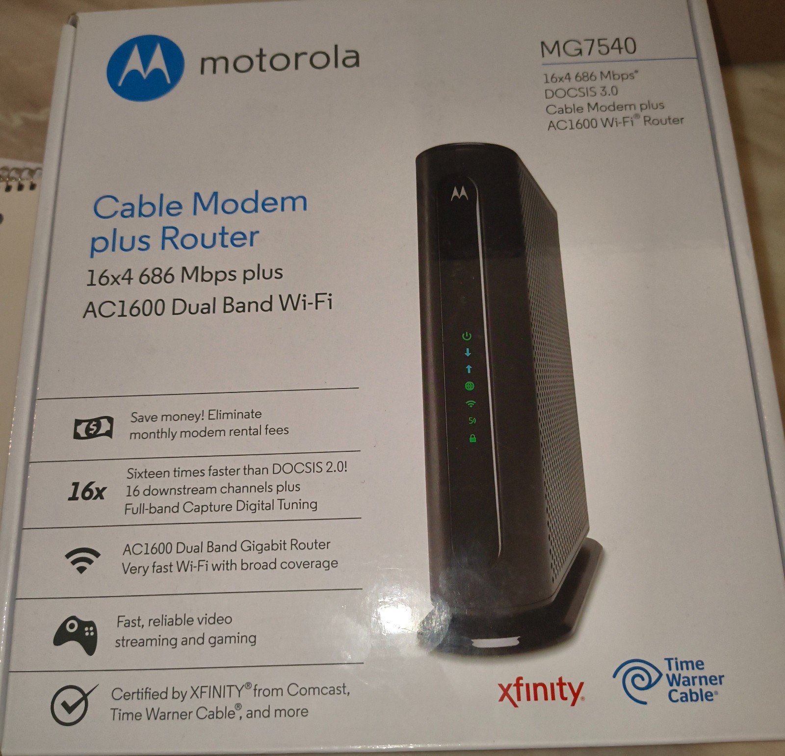 Motorola MG7540-10 16×4 Cable Modem – GREY