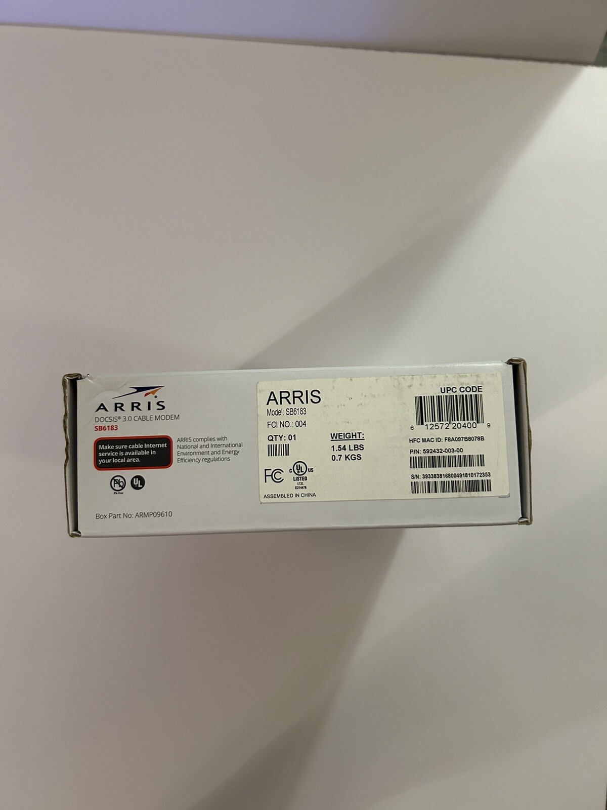 Arris SB6183 SURFboard DOCSIS 3.0 Cable Modem -White Open Box
