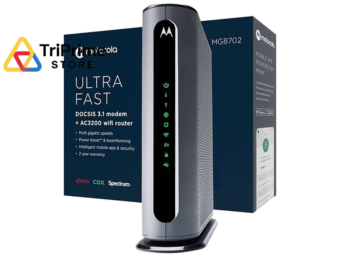 Motorola MG8702 | DOCSIS 3.1 Cable Modem + Wi-Fi Router (High Speed Black