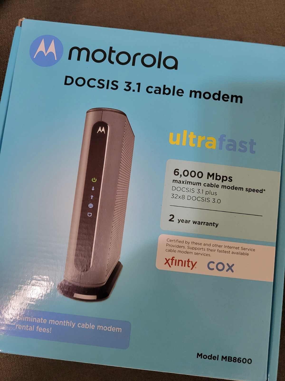 Motorola MB8600 DOCSIS 3.1 Cable – Black