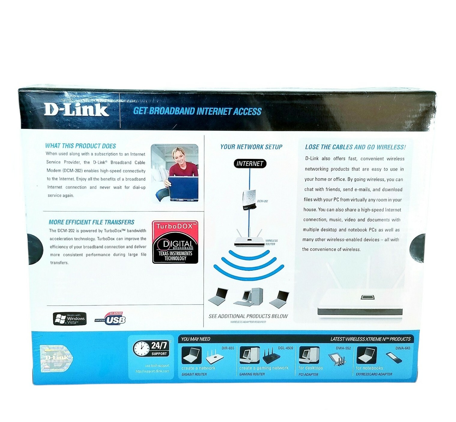 D-Link DCM-202 DOCSIS 2.0 USB Broadband Ethernet Cable Modem New Sealed