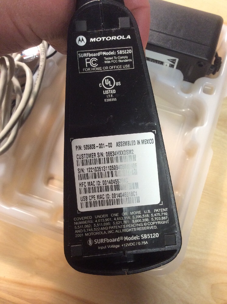 Motorola Surfboard Cable Modem SB5120 Preowned Networking Computer Hardware