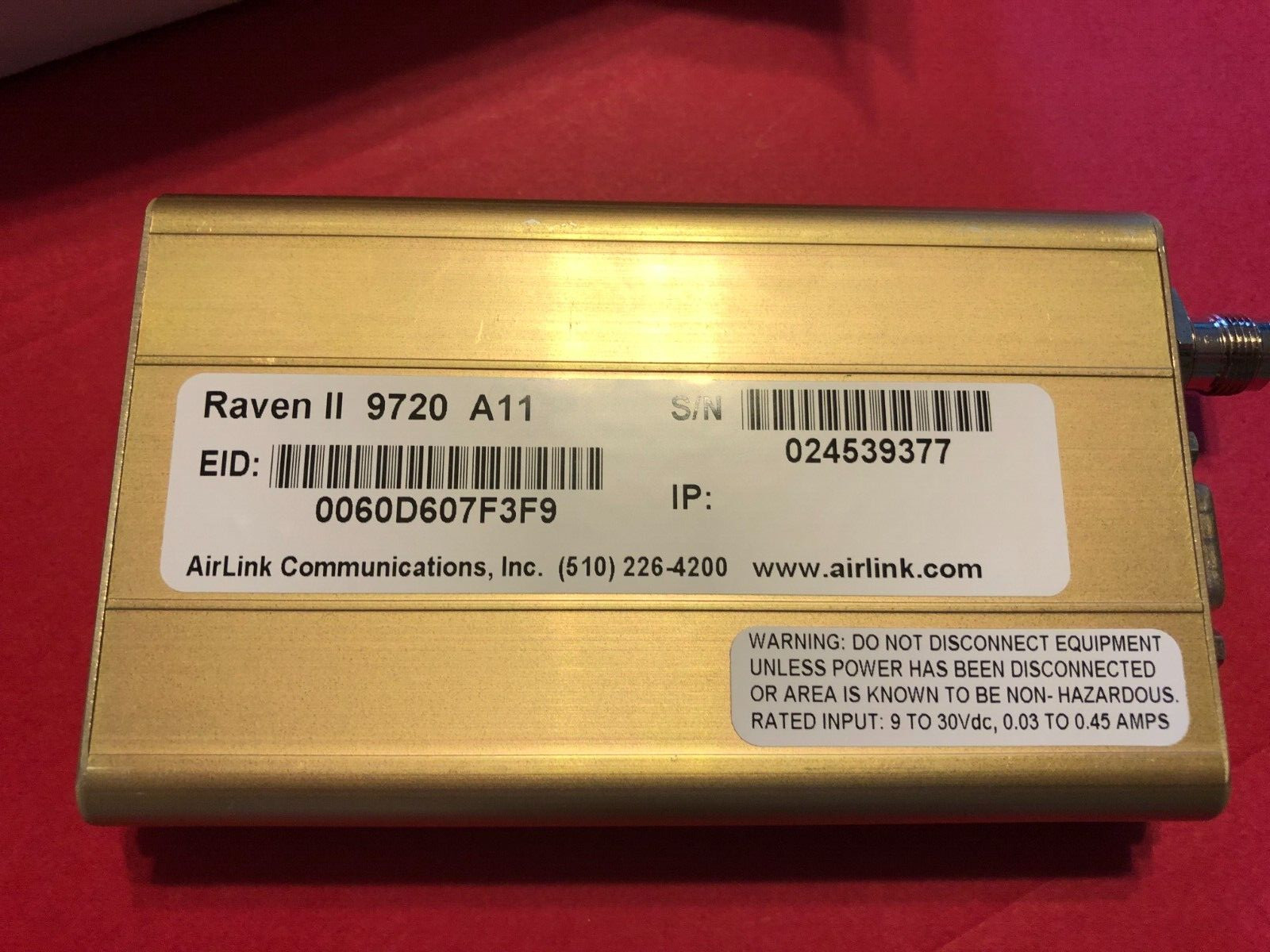 Airlink CDPD Raven ll Digital Cellular Modem With Power Supply