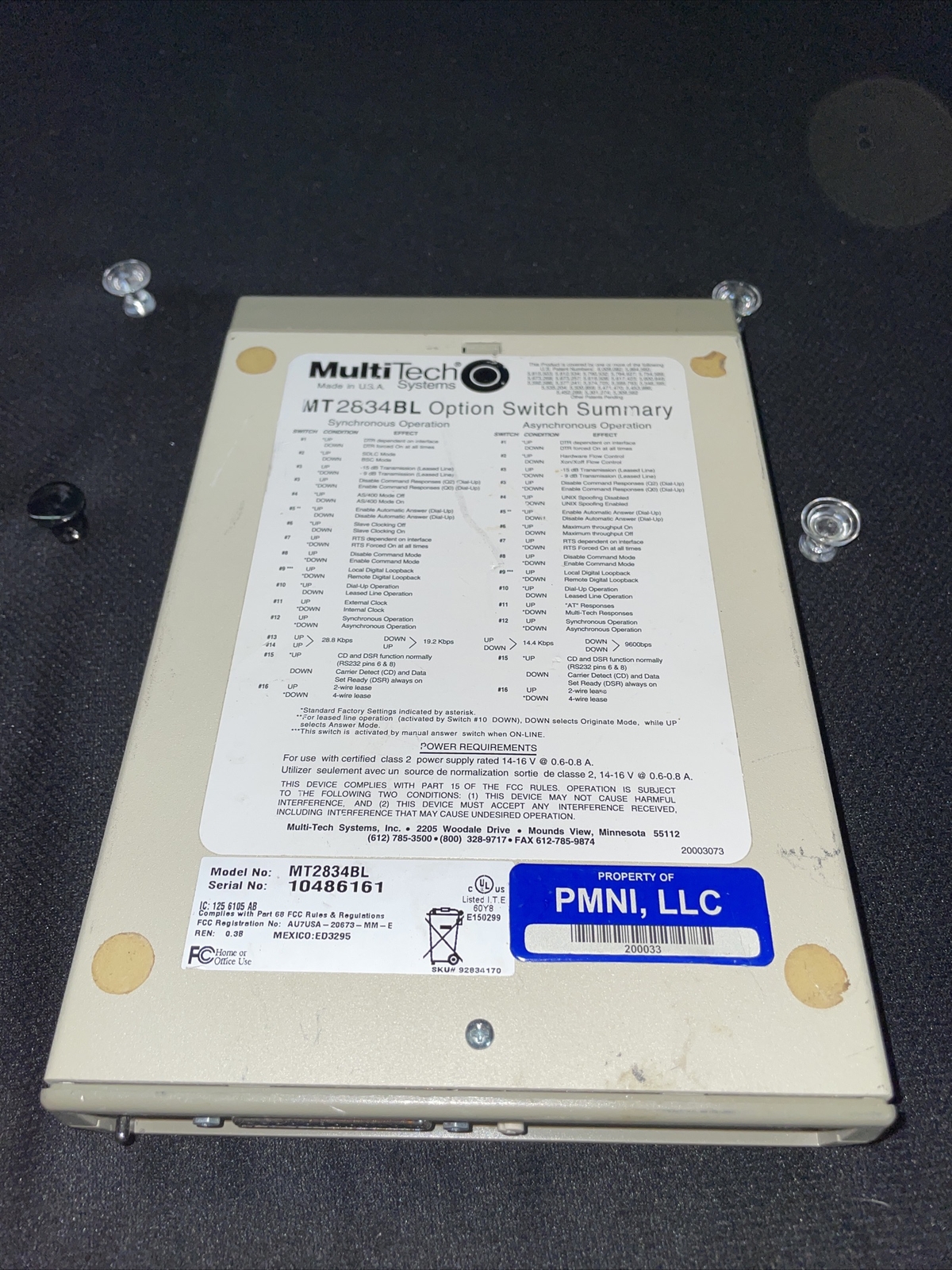 Multi Tech Systems MultiModem II MT 2834