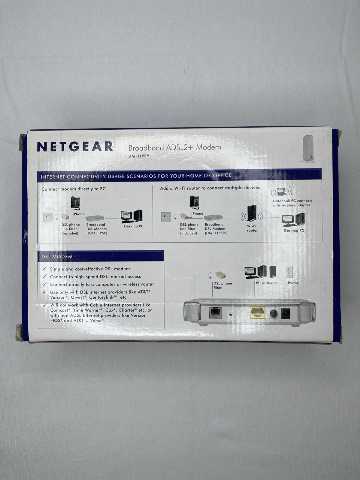 Netgear Broadband DM111PSP-100NAS Wired Single Ethernet Port ADSL2 Plus Modem