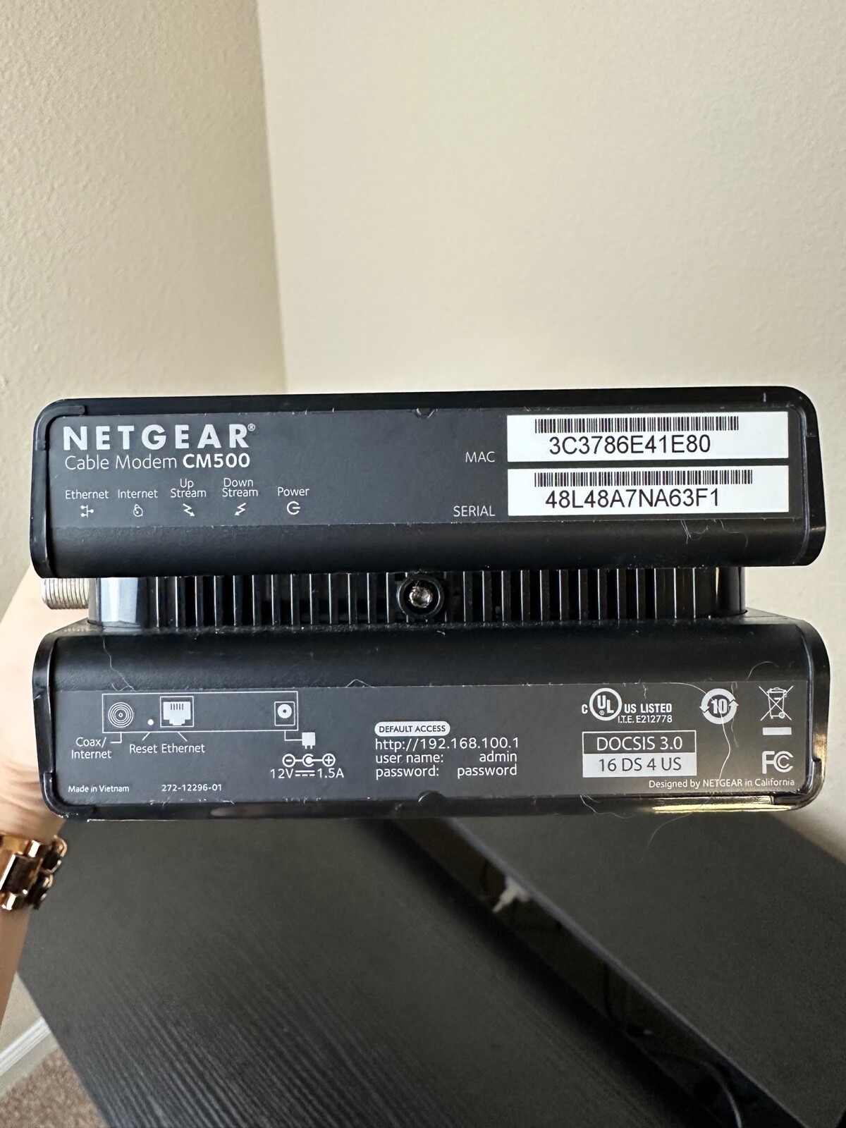 NETGEAR Cm500-1aznas 16×4 DOCSIS 3.0 Cable Modem Max Download Speeds of 686mbps