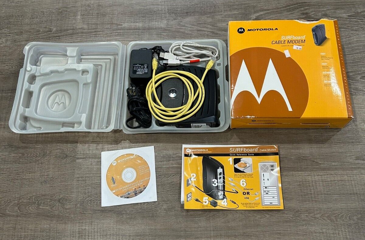 Motorola SURFboard SB5100 Cable Modem with box Adapter cable SB 5100 Surf Board