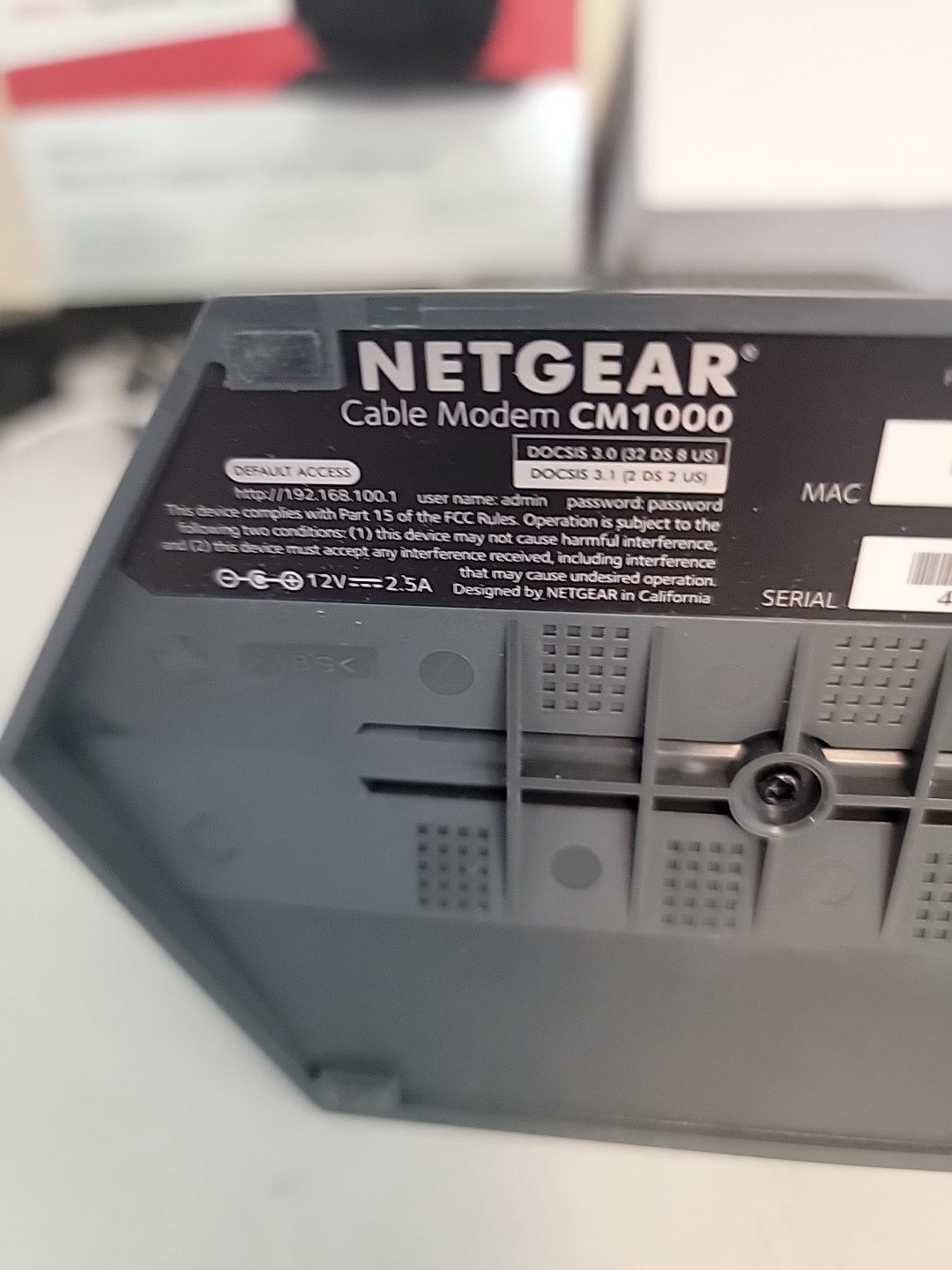 NETGEAR M/CM1000/ DOCSIS 3.1 Ultra High speed Cable Modem/SEE DESCRIPTION