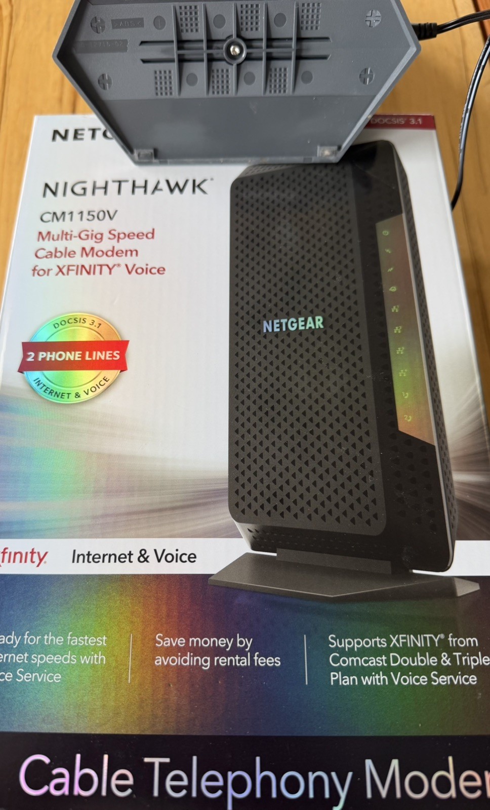 NETGEAR CM1150V Voice Cable Modem DOCSI Unit with power cord Only