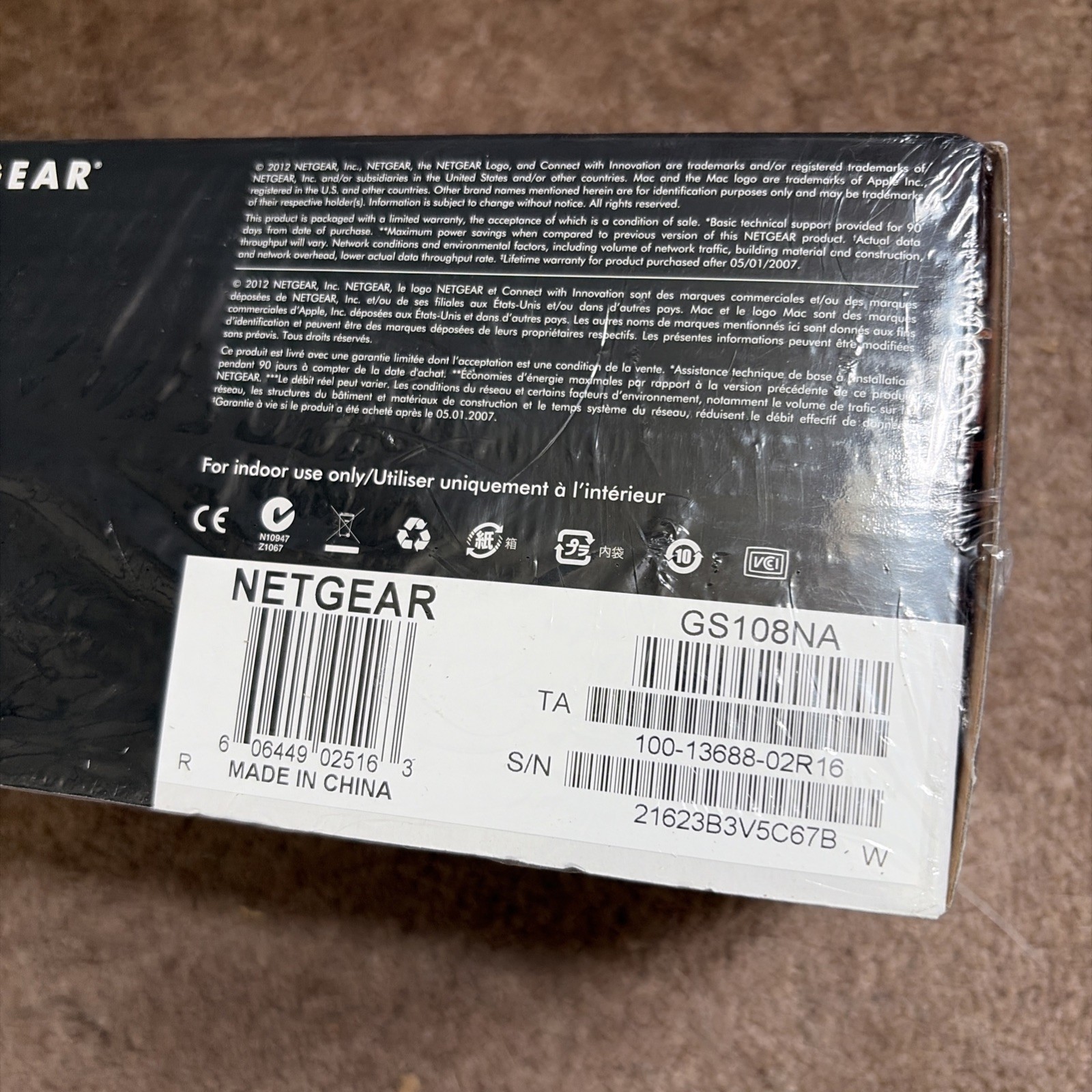 Netgear Prosafe 8 Port Gigabit Switch GS108 10/100/1000 Mbps