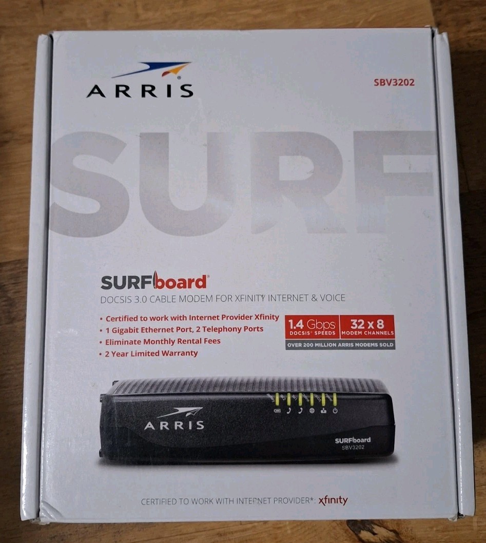 ARRIS SBV3202 Docsis 3.0 1.4 Gbps Voice Cable Modem Xfinity – Black