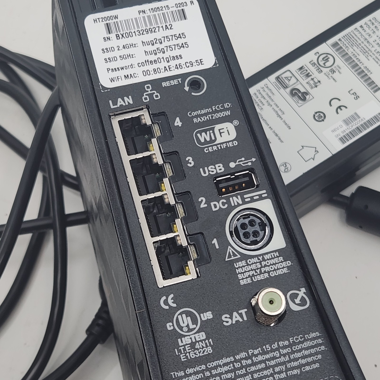 HughesNet HT2000W Black Satellite 2.4Ghz-5Ghz Internet Modem Router