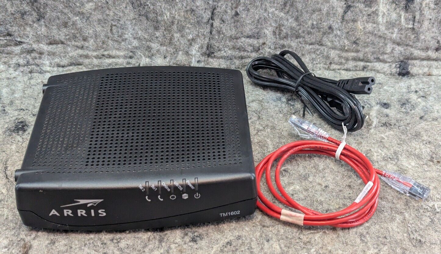 ARRIS Touchstone TM1602A DOCSIS 3.0 E-MTA with Power & Ethernet Cable