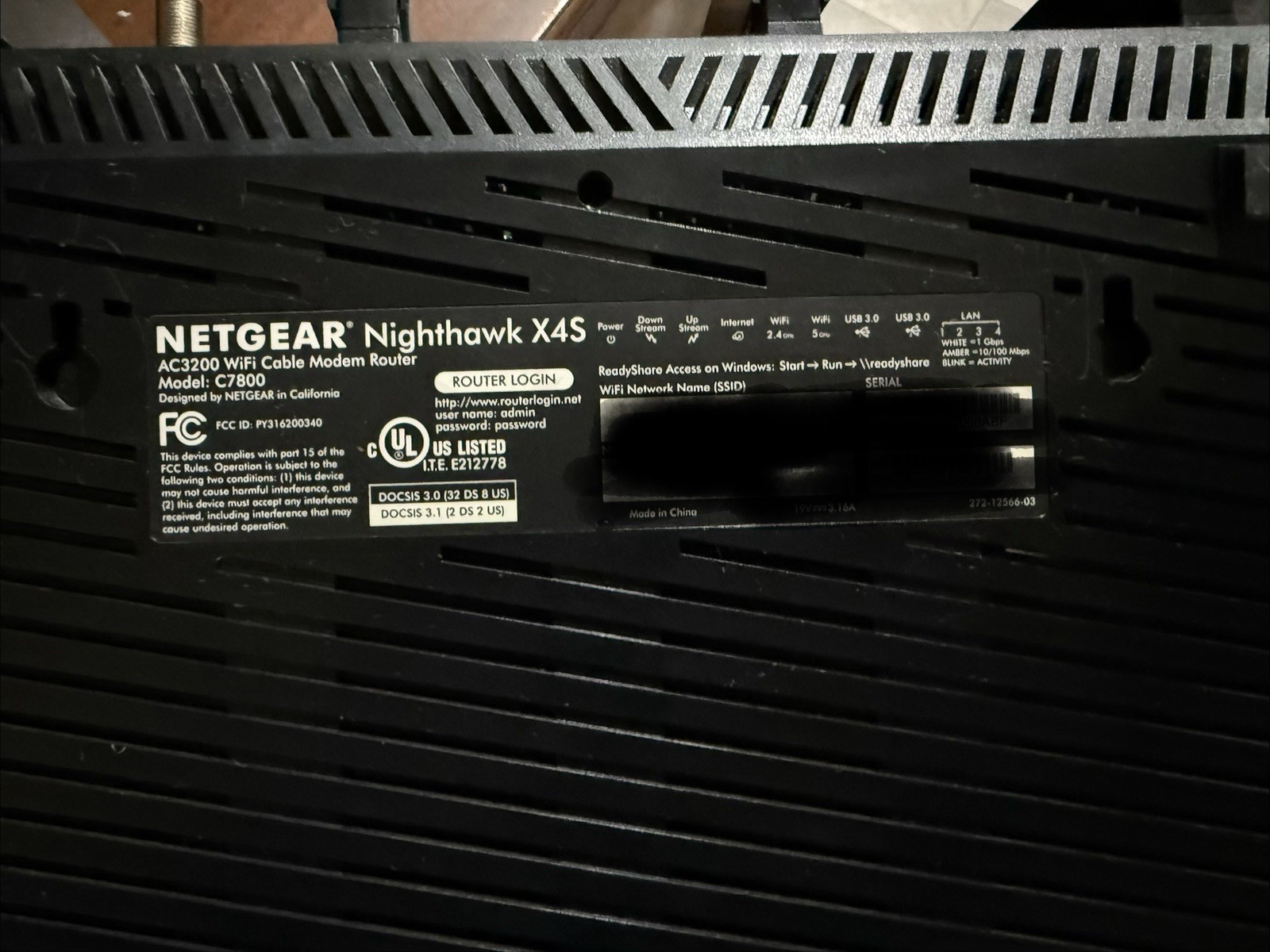 NETGEAR Nighthawk Cable Modem WiFi Router Combo (C7800) – Excellent Condition