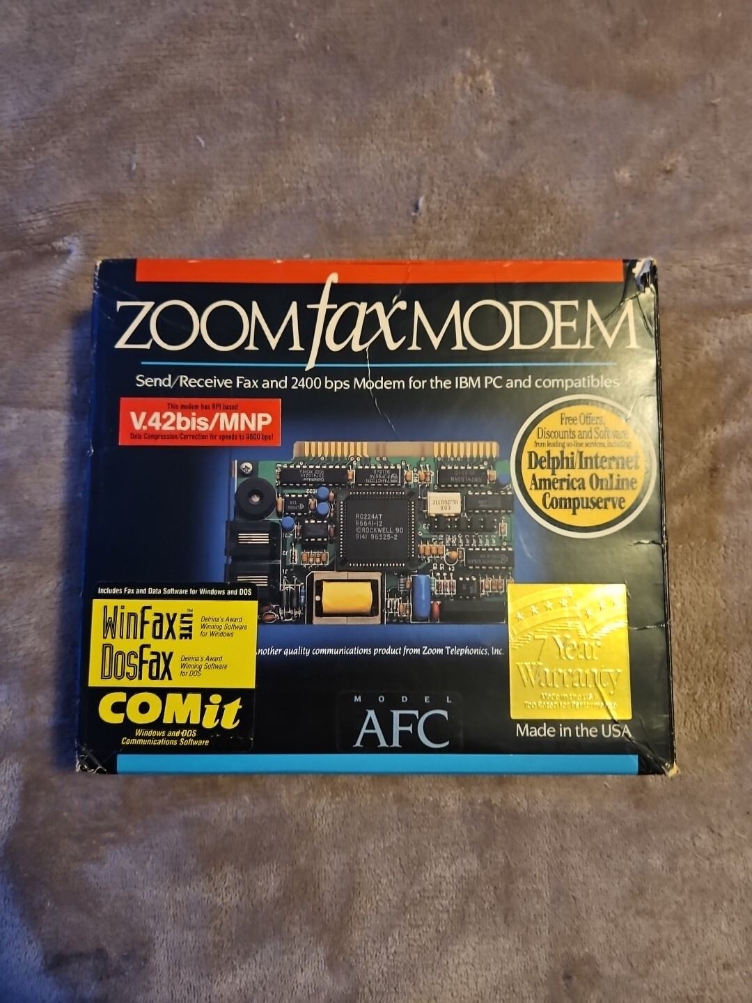 AFC Zoom FaxModem V.42bis w/ Box – Vintage