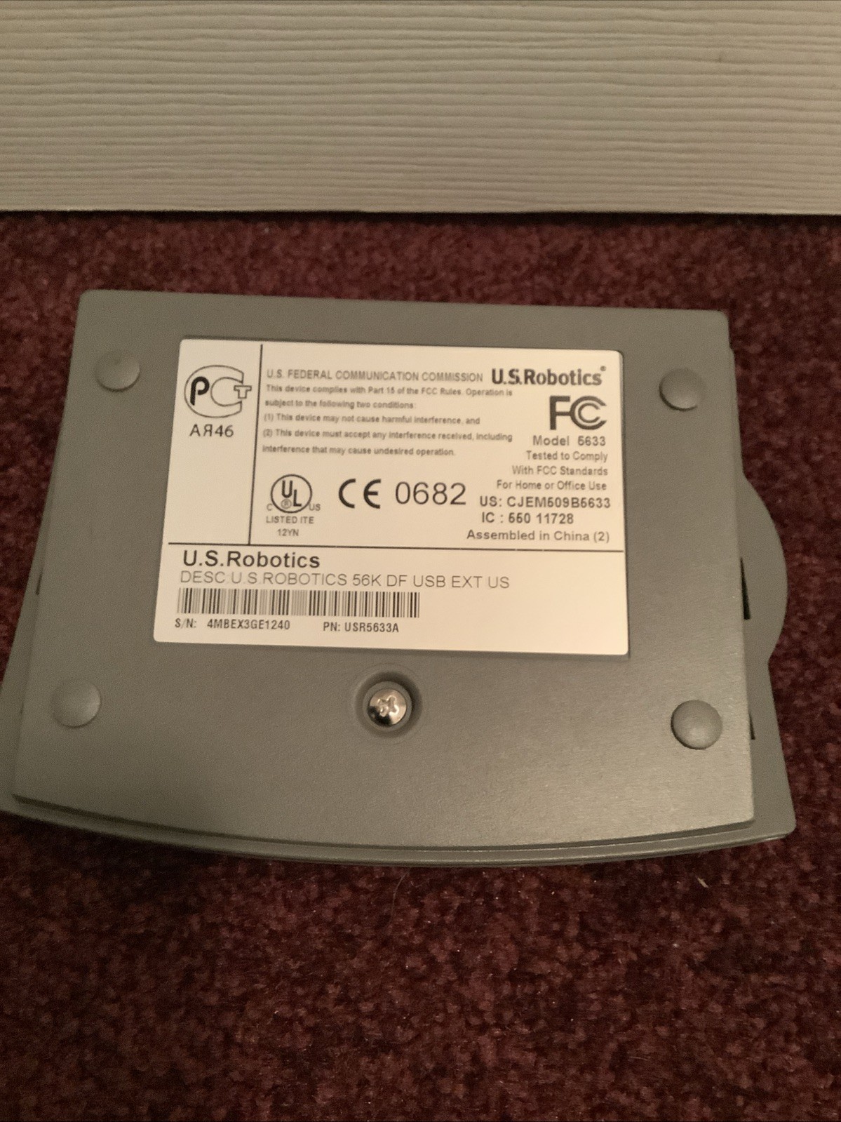 US ROBOTICS USR5633B 56K FAXMODEM USB MODEL 5633 For Home Or Office Use