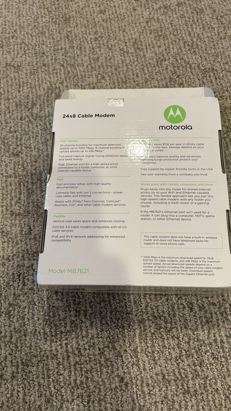 Motorola 24×8 Cable Modem MB7621 DOCSIS 3.0 1000+ Mbps Xfinity Cox 24 – Used