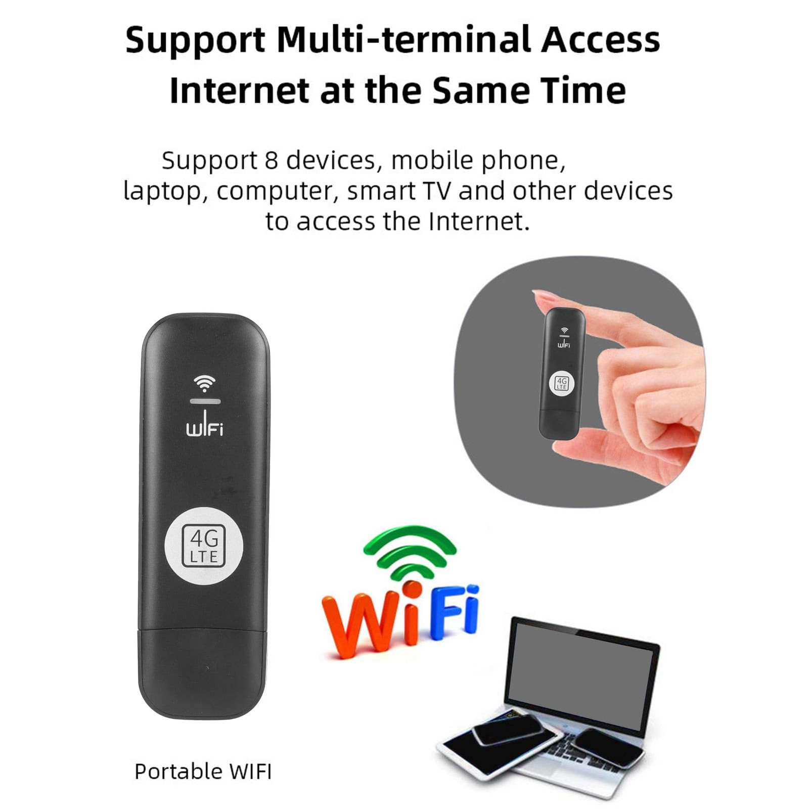 4G LTE USB WiFi Modem, High Speed 150Mbps Portable Travel Hotspot with SIM Ca…