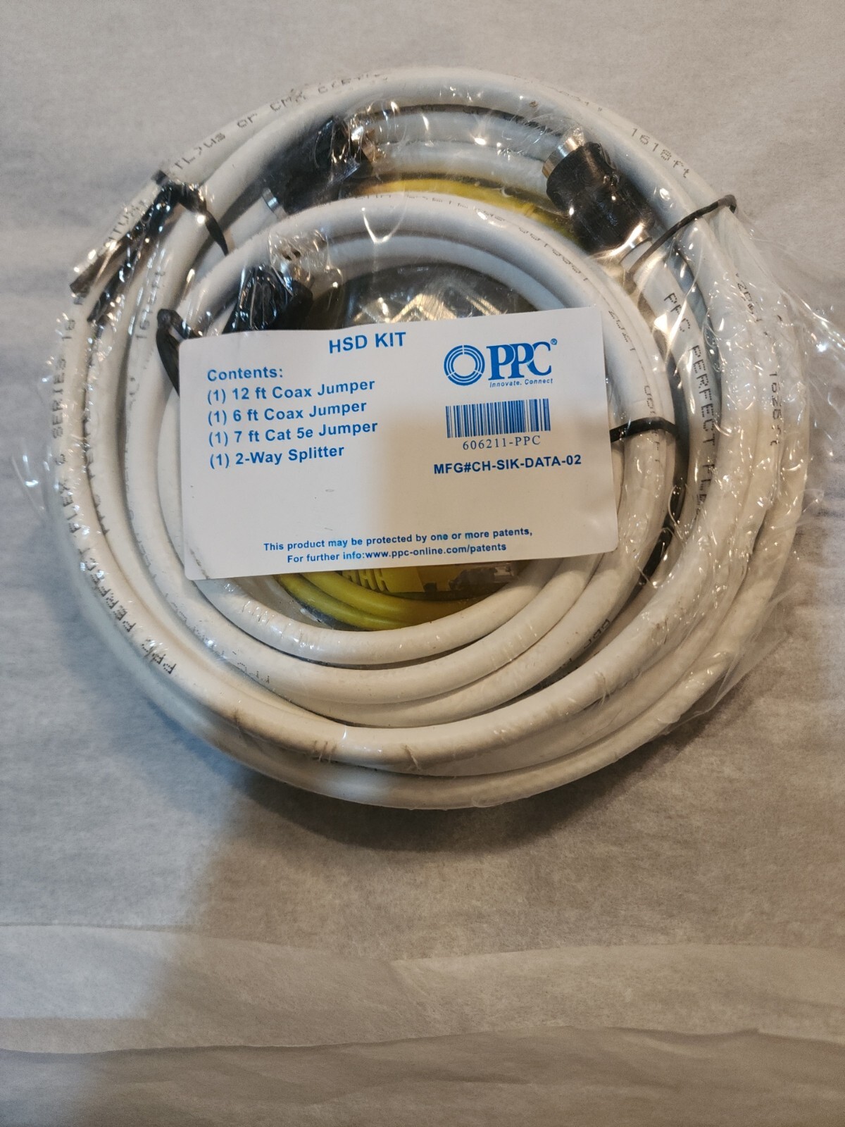 HSD Kit ( 7 ft Ethernet & 6 and 12 ft. Coax (jumpers) Cables plus a Splitter)