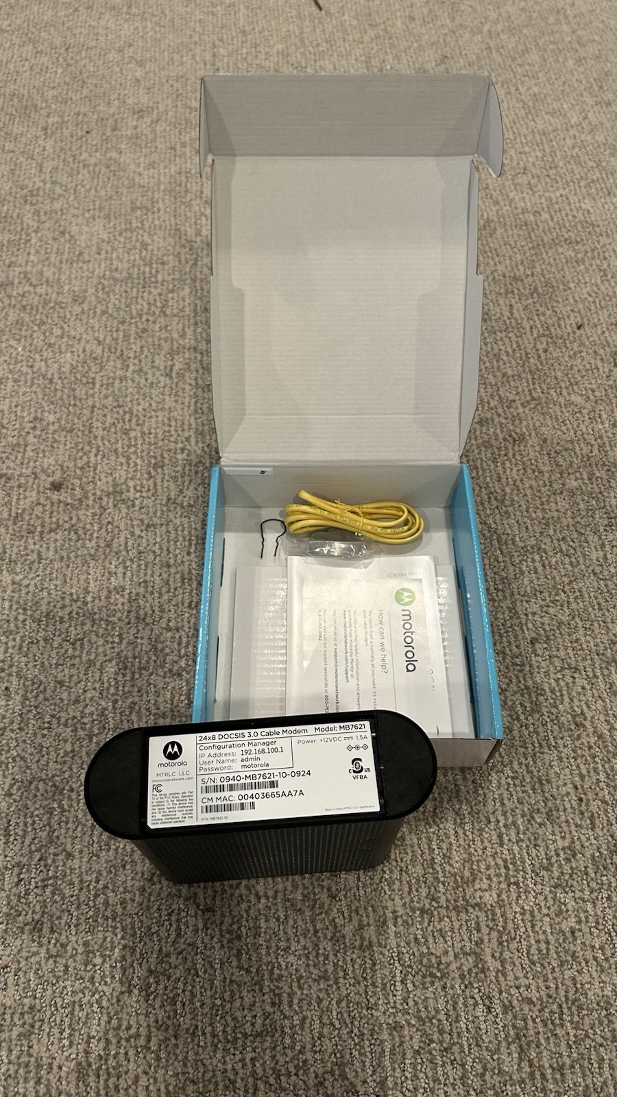 Motorola 24×8 Cable Modem MB7621 DOCSIS 3.0 1000+ Mbps Xfinity Cox 24 – Used