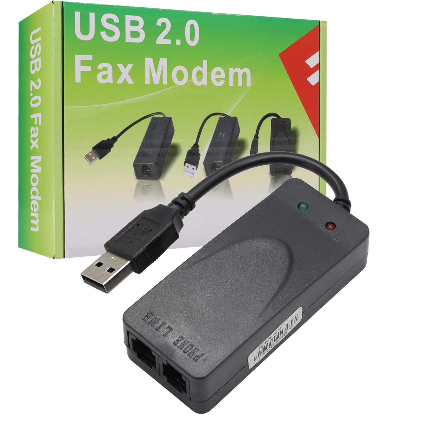 USB 56K V.92 Fax Modem External Data Dial-Up Internet Caller ID Plug & Play