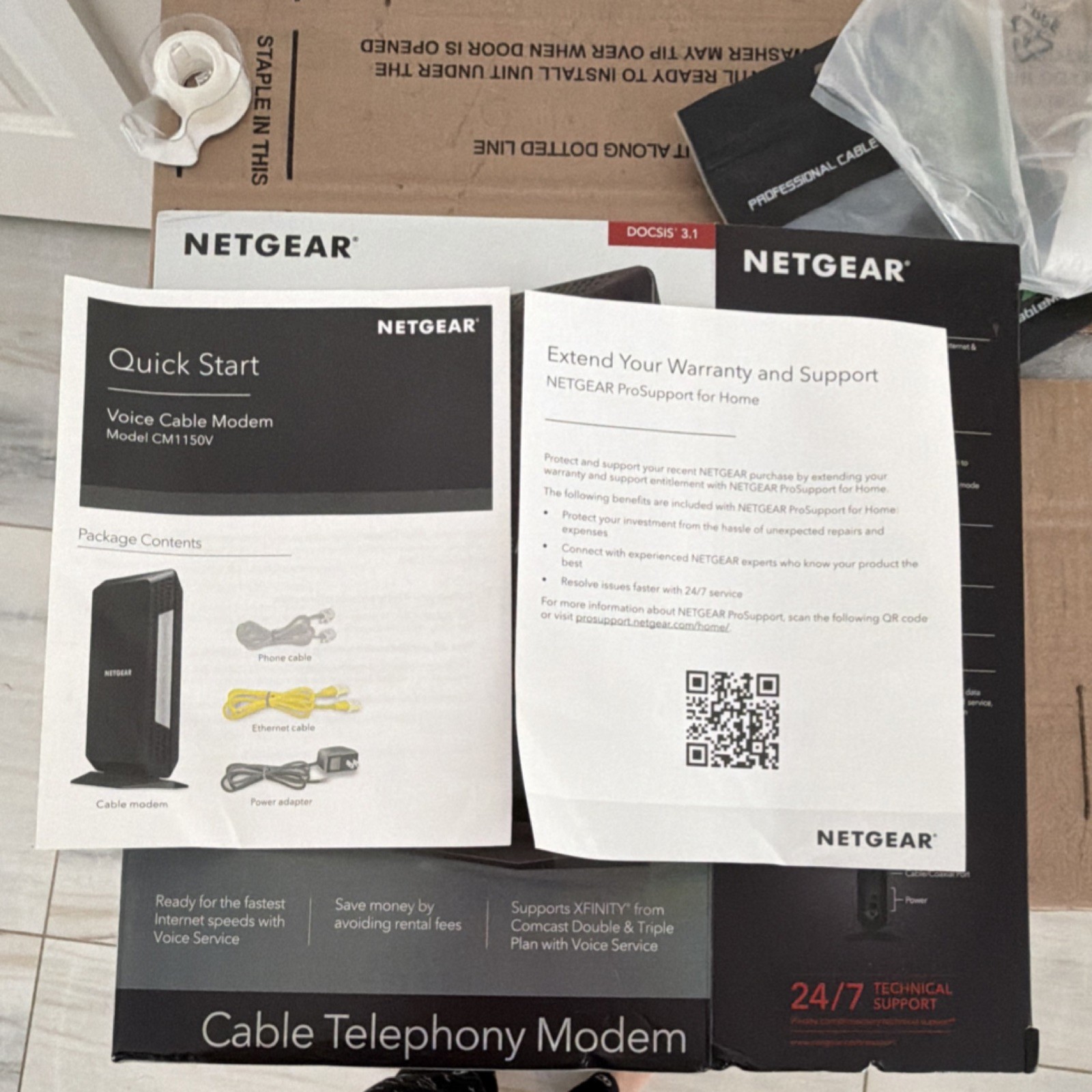 NETGEAR CM1150V DOCSIS 3.1 Voice Cable Modem 1Gbps w/ Power Adapter