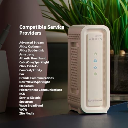 High-Speed DOCSIS 3.0 Cable Modem 32×8, 1 Gbps Port, 800 Mbps Max Speed, Renewed