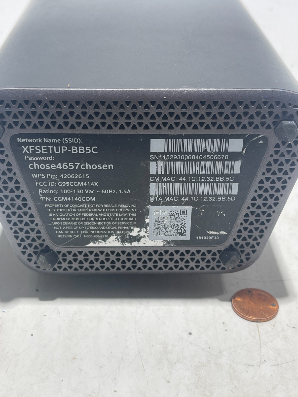 Xfinity XB6-T CGM4140COM Cable Modem/WiFi Router No Power Cord! For PARTS/REPAIR