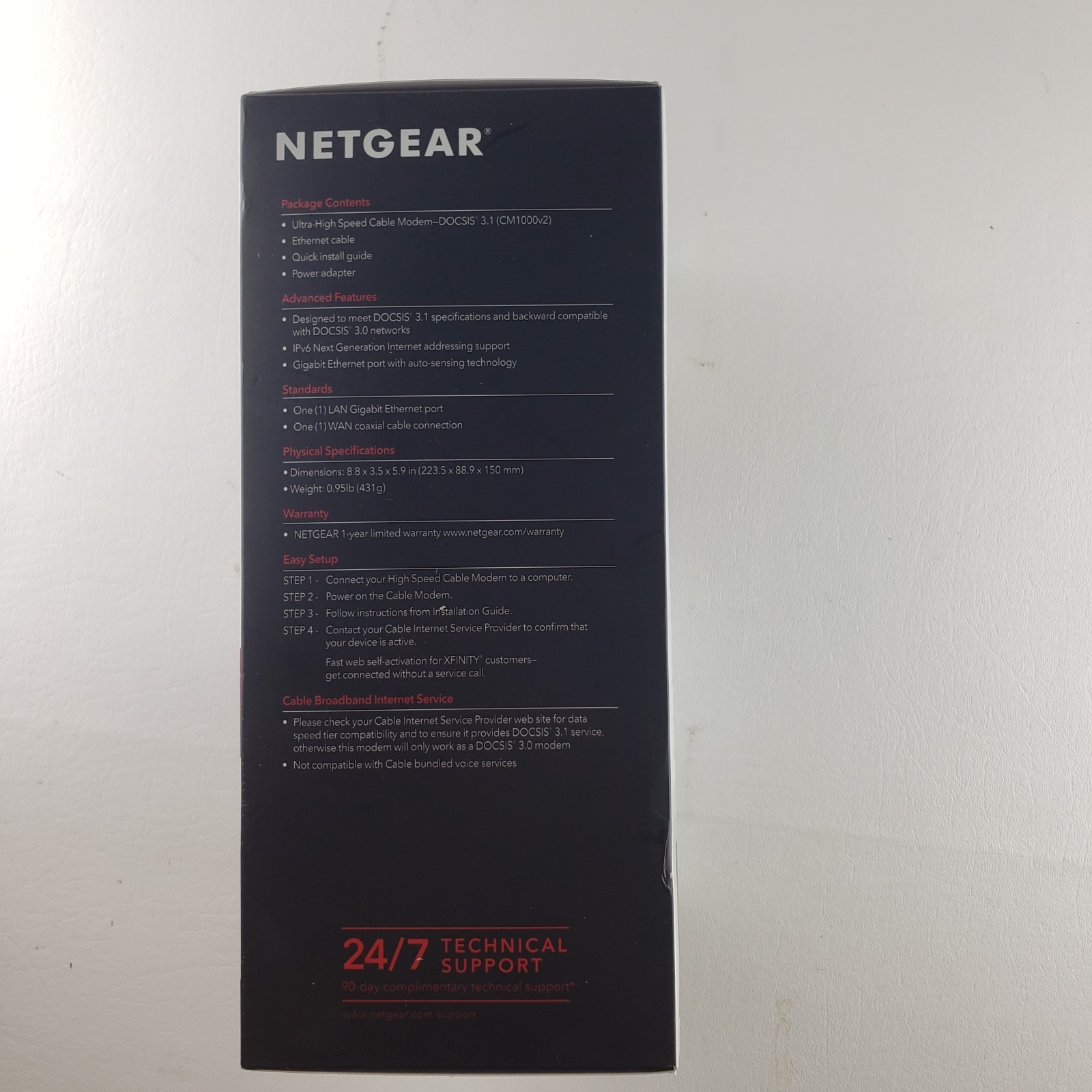 NETGEAR Cable Modem CM1000 Ultra-High Speed DOCSIS 3.1