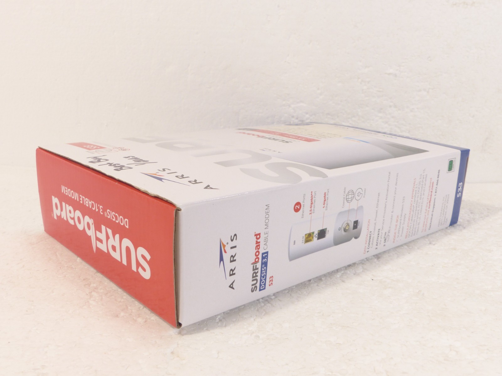 ARRIS SURFboard S33 DOCSIS 3.1 2.5Gbps Cable Modem White w/ Box, Power Adapter