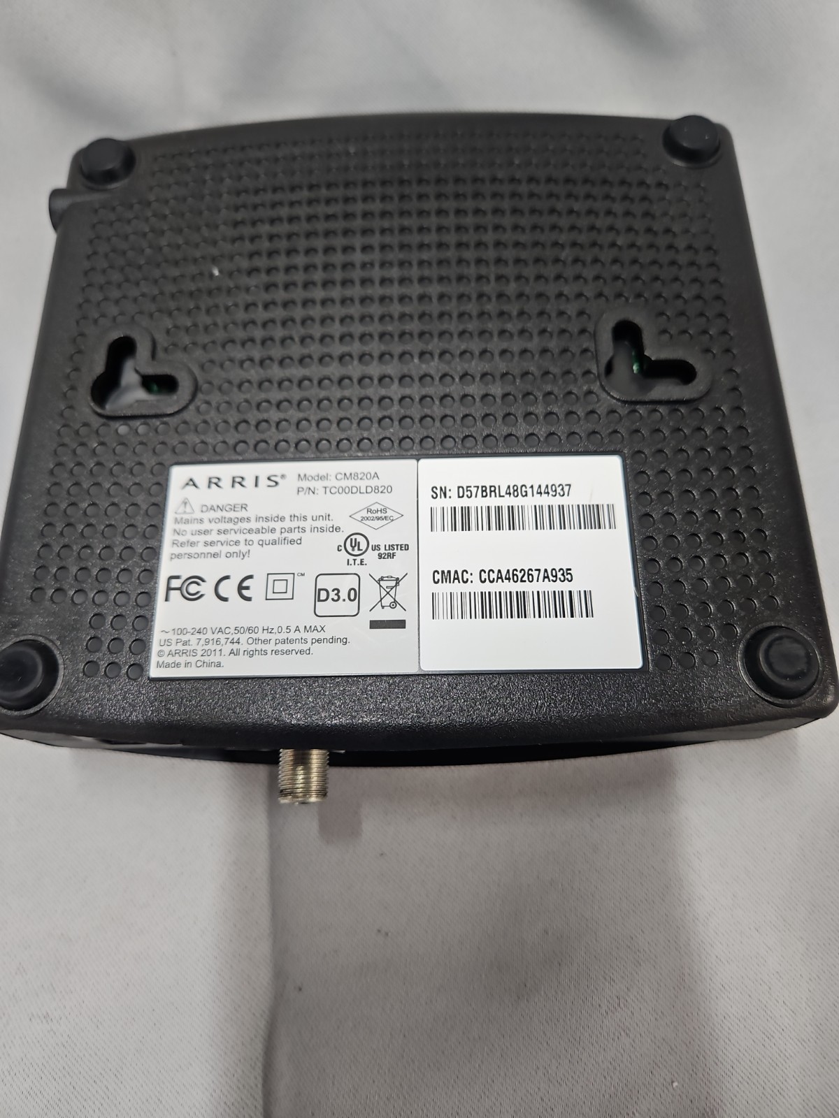 ARRIS CM820A/CT DOCSIS 3.0 Cable Modem