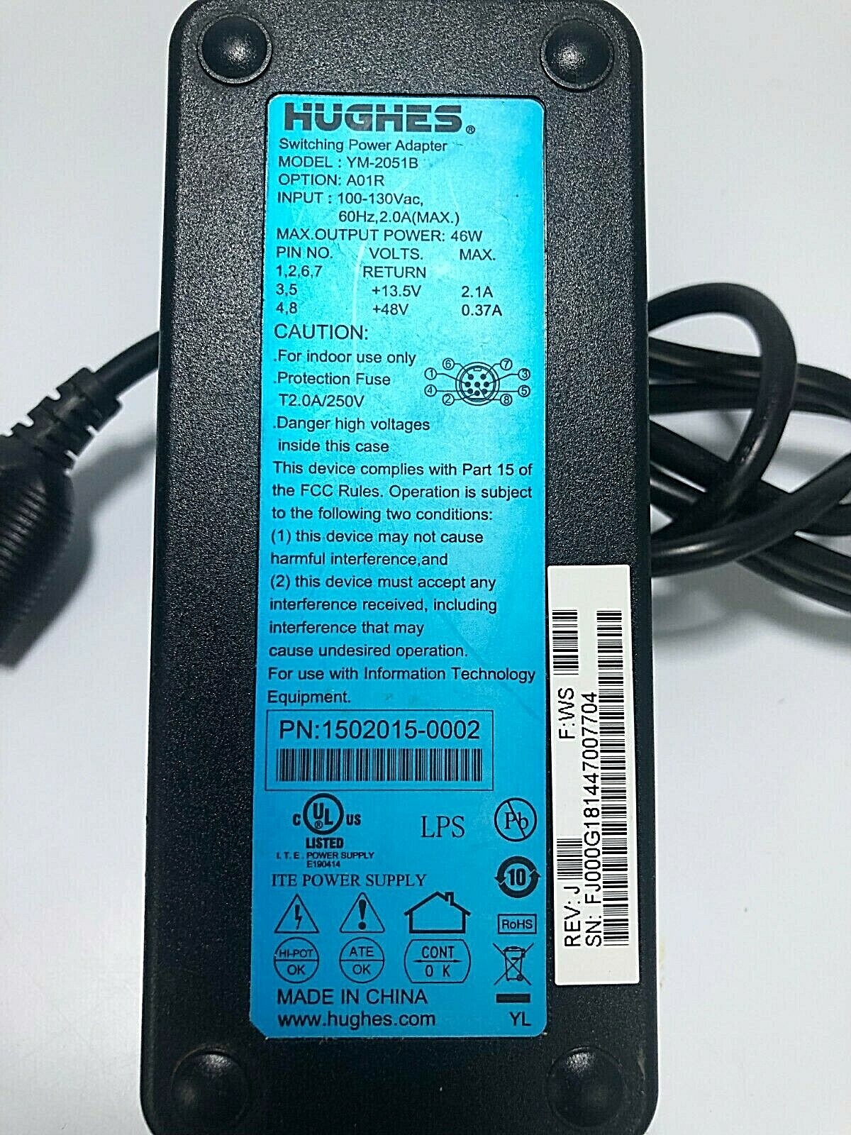 Hughes YM-2051B Satellite Power Adapter for HN1000/HN1100/HN9000 Complete BY1