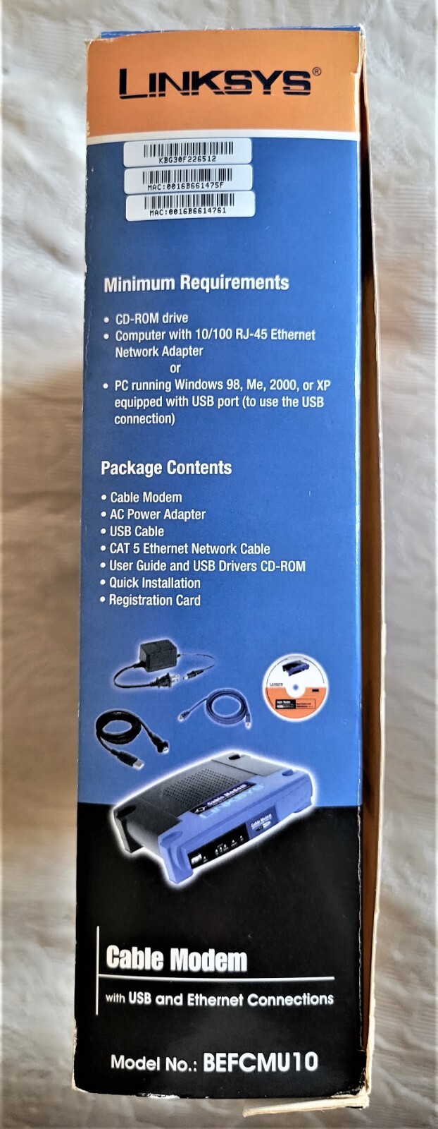 LINKSYS Cable Model with USB & Ethernet Connections – Model BEFCMU10