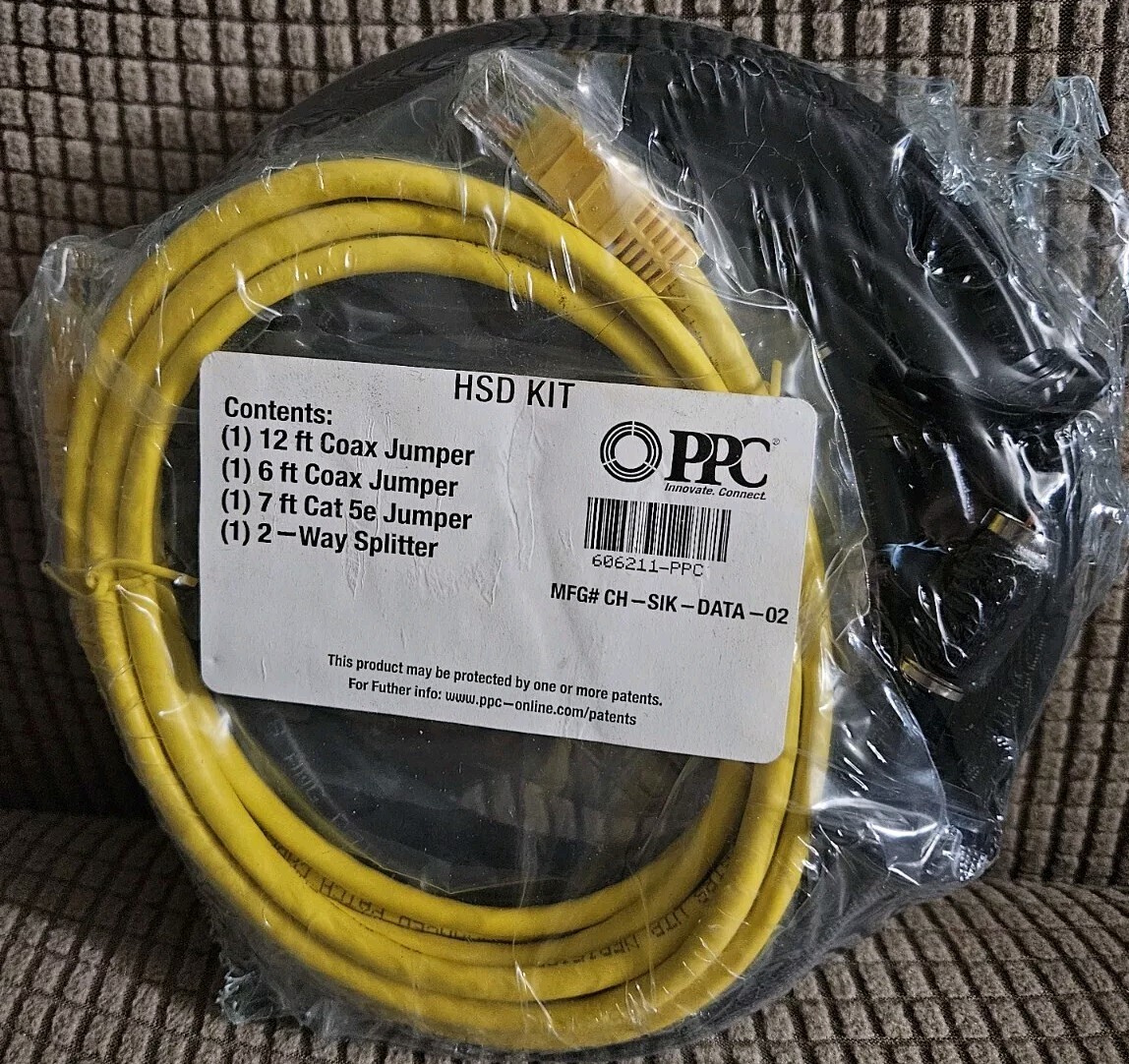 HSD HighSpeed Data Kit 7′ Cat 5e, 6′ and 12′ Coax Jumper Cables, 2-Way Splittler