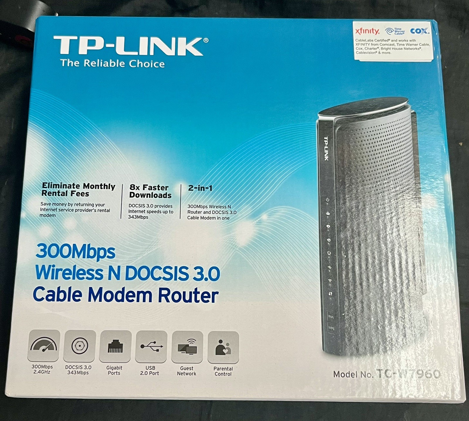 TP-Link TC-W7960 300Mbps Wireless N DOCSIS 3.0 High Speed Cable Modem Router