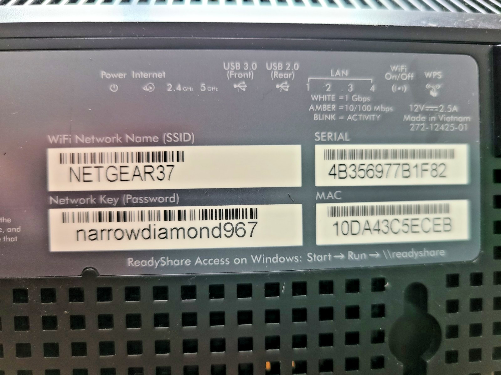 NETGEAR R6400 AC1750 Dual Band Smart WiFi Router w/ Power Adapter Used