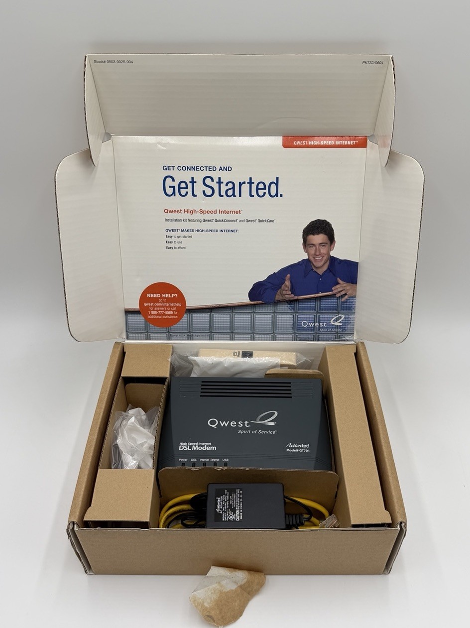 Qwest Actiontec GT701 DSL Modem Kit – Complete in Box – Tested Working
