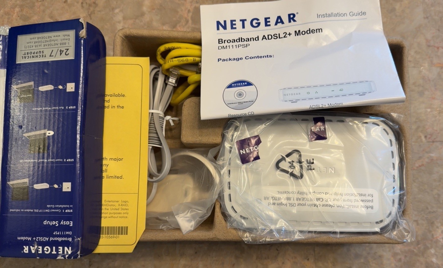 NETGEAR DM111PSP ADSL2+ Modem 24 Mbps 1-Port Ethernet (RJ-45) White New