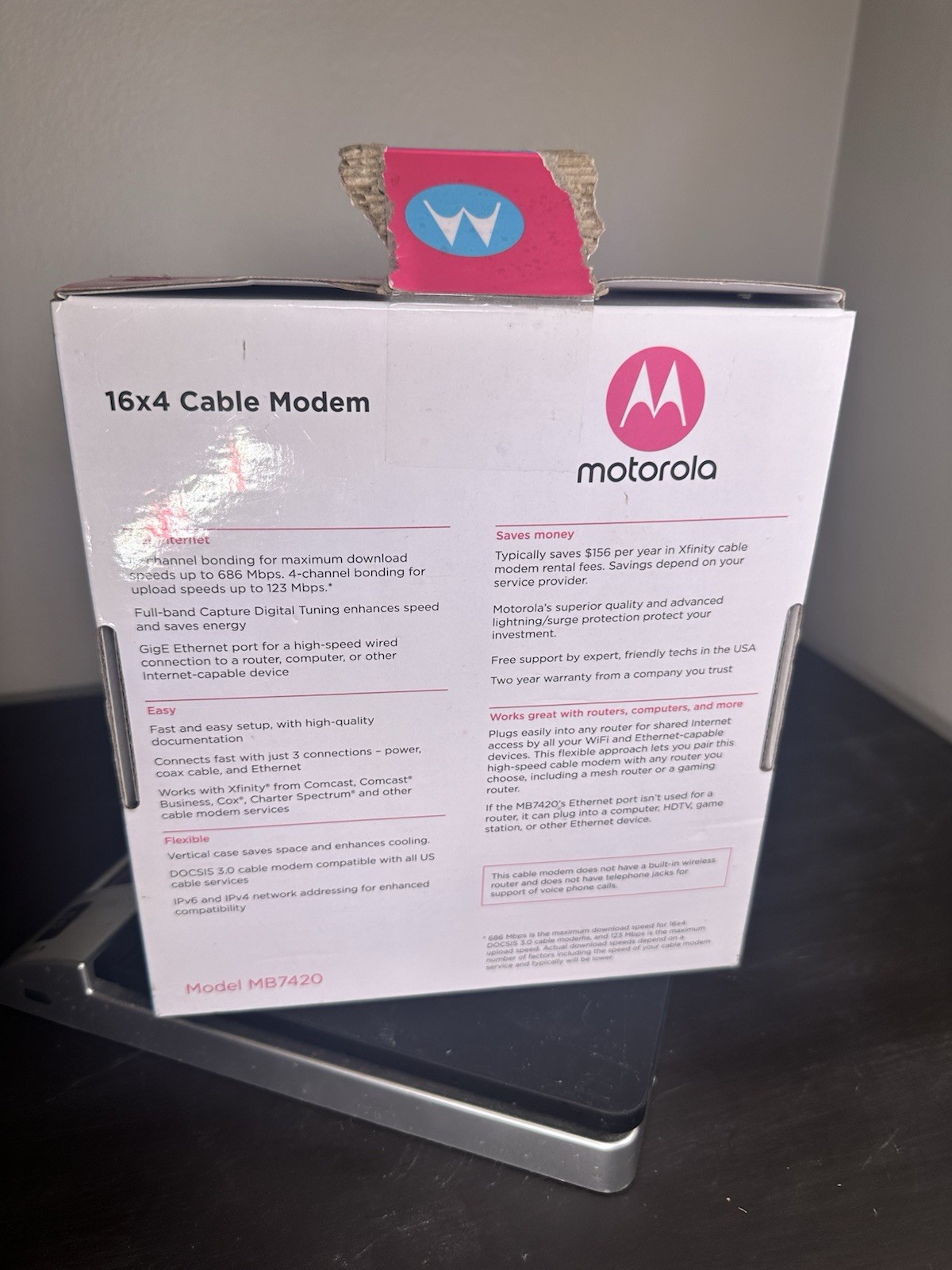 Motorola MB7420 – 16×4 Cable Modem – 686 Mbps – With Power Cord *TESTED*