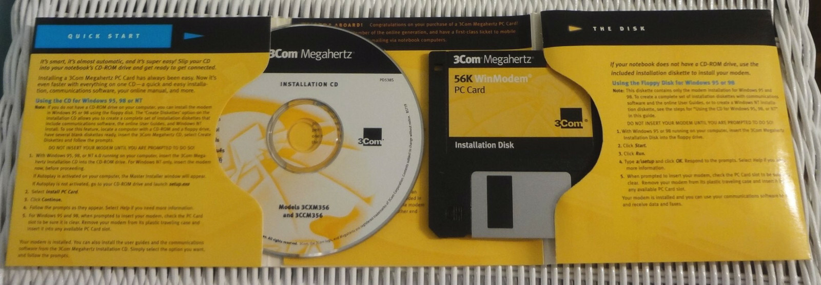 3Com Megahertz WinModem (3CXM356) 56 Kbps PCMCIA, w/CD, no cables, lightly used