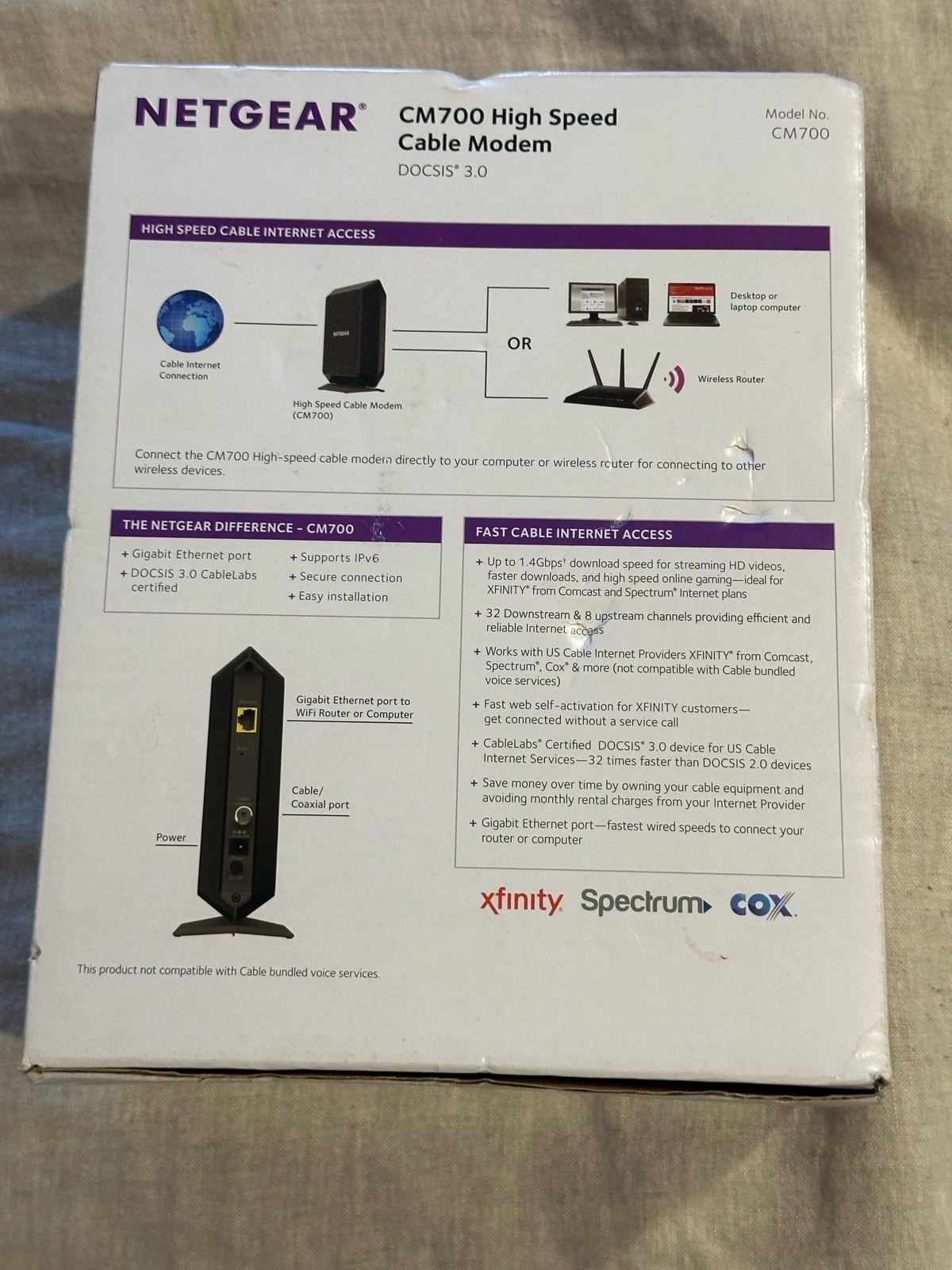 NETGEAR CM700-100NAS Cable Modem