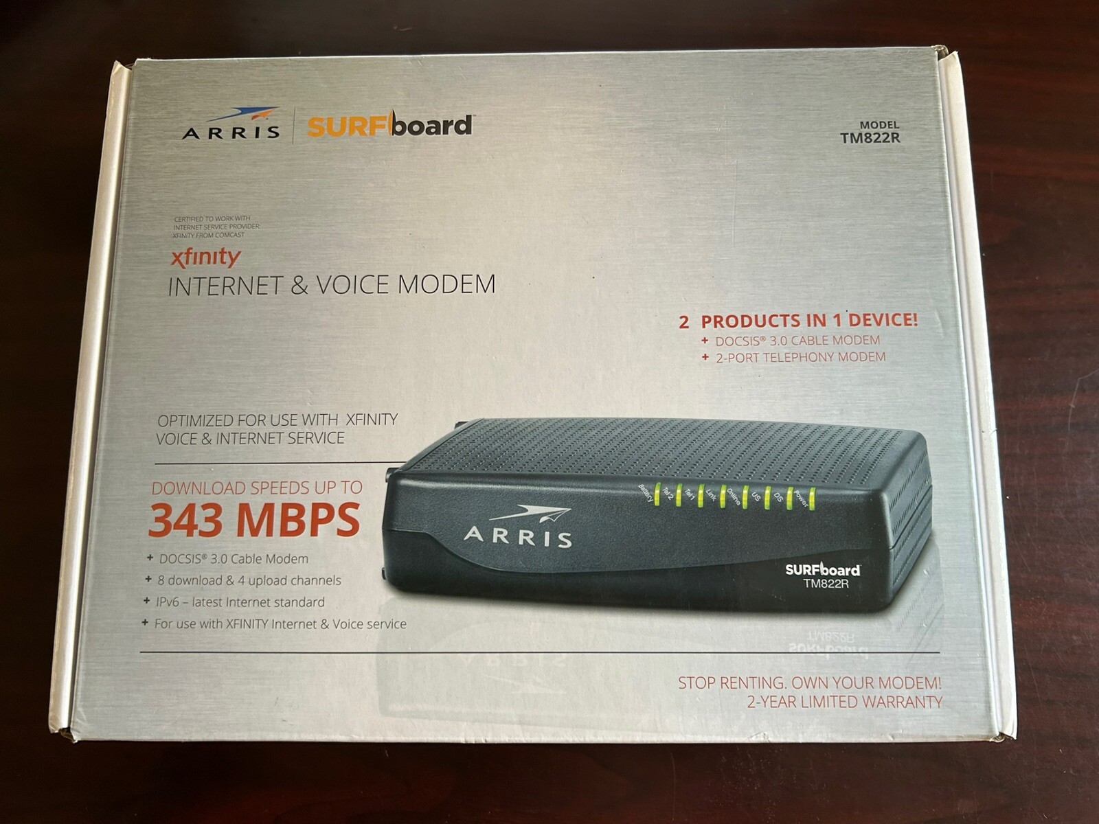 ARRIS TM822R Cable Modem Docsis 3.0 Black 343 Mbps . Preowned Tested.