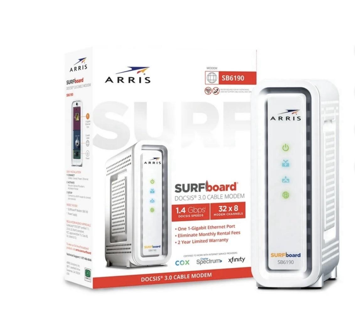 ARRIS SURFboard SB6190 DOCSIS 3.0 32 x 8 Gigabit Cable Modem White