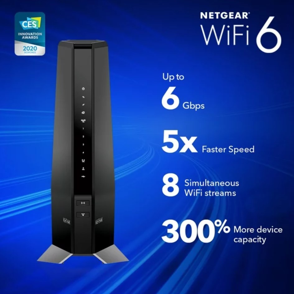 NETGEAR CAX80-100NAR Nighthawk AX6000 6Gbps DOCSIS 3.1 WiFi 6 Cable Modem