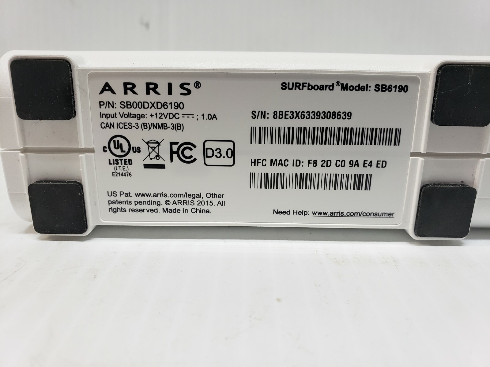 new open box Arris Surfboard Model SB6190 MODEM PRE-OWNED (FC18-2-K)
