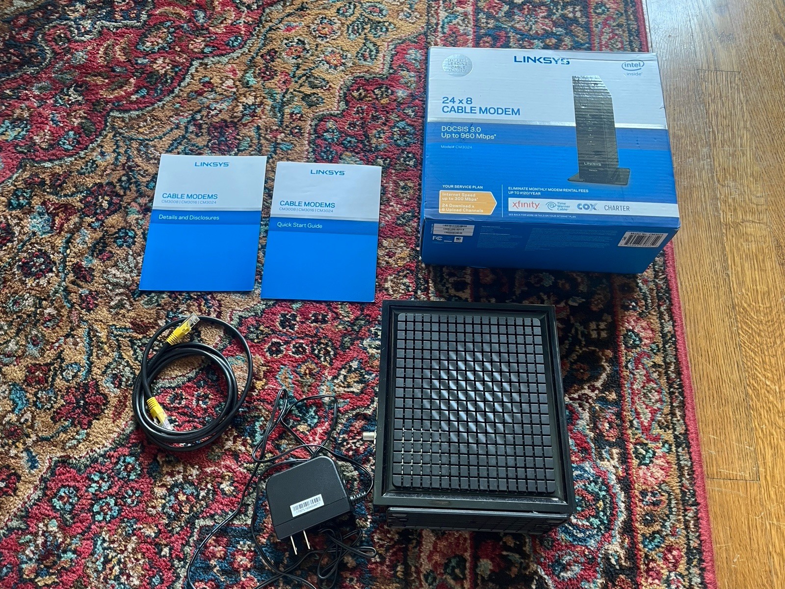 Linksys CM3024 DOCSIS 3.0 24×8 Cable Modem 960 Mbps Black Xfinity Cox Charter