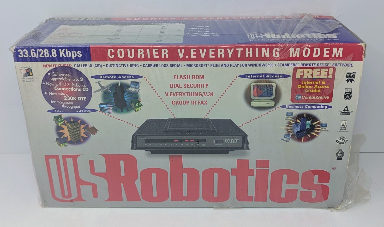 US Robotics Courier V Everything Modem 33.6 Kbps 2X Upgradable – New Open Box!