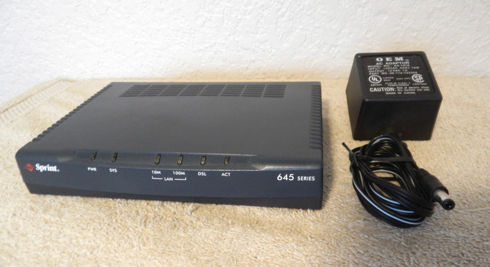 Sprint 645 ADSL Modem Complete w/ AC Power Cord + Ethernet Cable ** GRADE A **