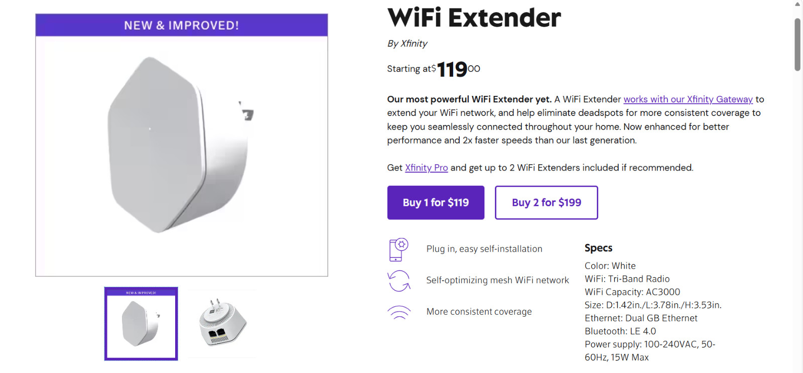 Xfinity XFI Pods Wifi Network Range Extender – White, Pack of 3